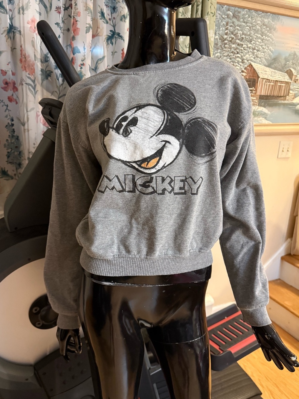Disney Gray Mickey Mouse Crewneck Sweatshirt
